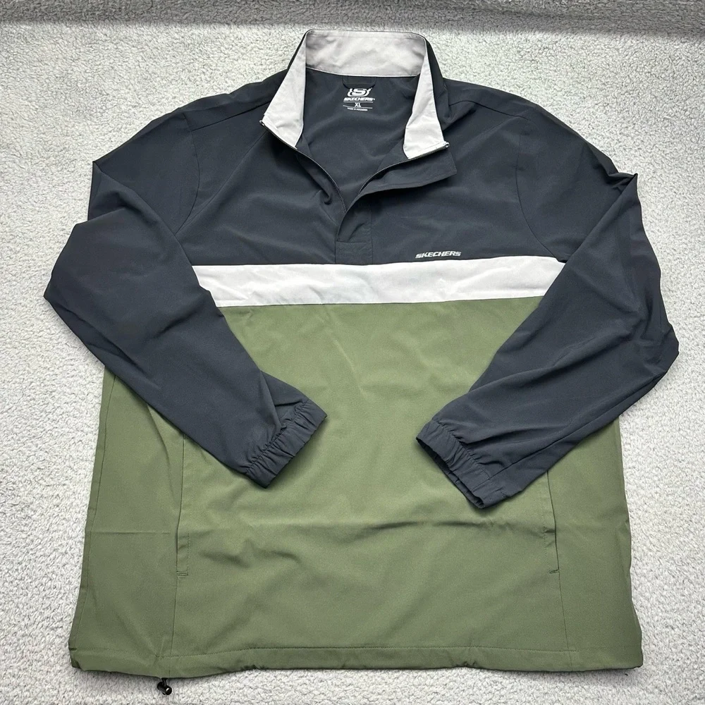 Skechers USA Footwear MJA49C Mens XL 1/4 zip pullover Jacket‎ Green/Black MKI